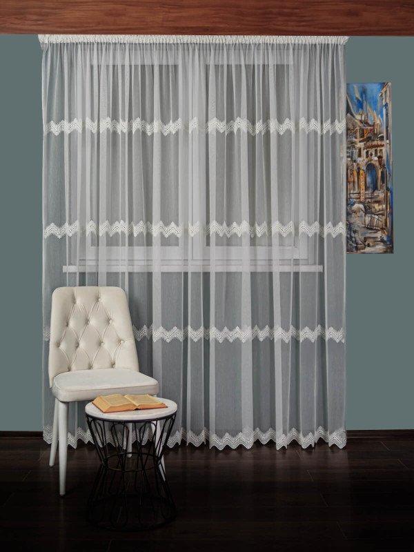 Perdea tulle brodat, crem