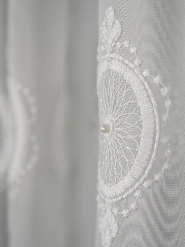 Perdea tulle brodat, crem