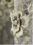 Perdea tulle brodat crem/auriu