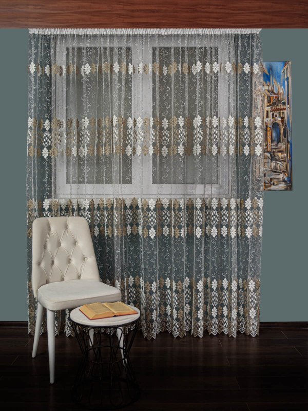 Perdea tulle brodat crem/bej