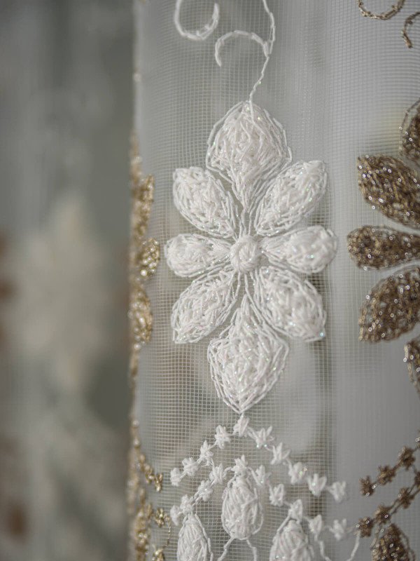 Perdea tulle brodat crem/bej