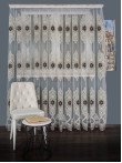 Perdea tulle brodat, crem/maro