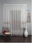 Perdea tulle brodat, culoare fond-ivoire, culoare broderie-roz