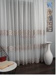 Perdea tulle brodat, culoare fond-ivoire, culoare broderie-roz