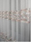 Perdea tulle brodat, culoare fond-ivoire, culoare broderie-roz