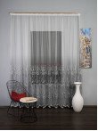Perdea tulle brodat, degrade gri/alb