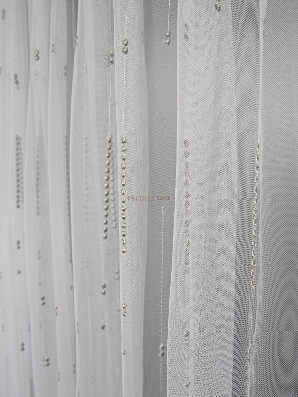 Perdea tulle brodat gri