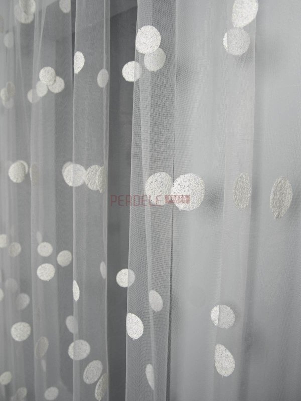 Perdea tulle brodat, ivoire