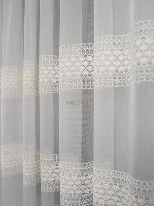 Perdea tulle brodat, ivoire