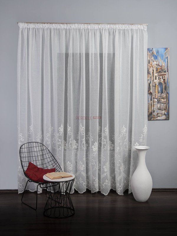 Perdea borangic brodat ivoire