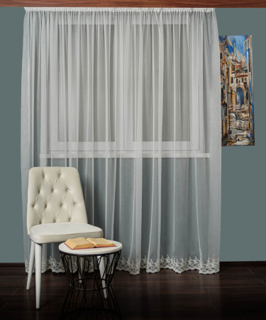 Perdea tulle brodat ivoire