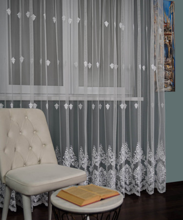 Perdea tulle brodat ivoire Perdea tulle brodat ivoire