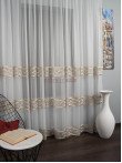 Perdea tulle brodat, ivoire/auriu