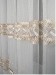 Perdea tulle brodat, ivoire/auriu