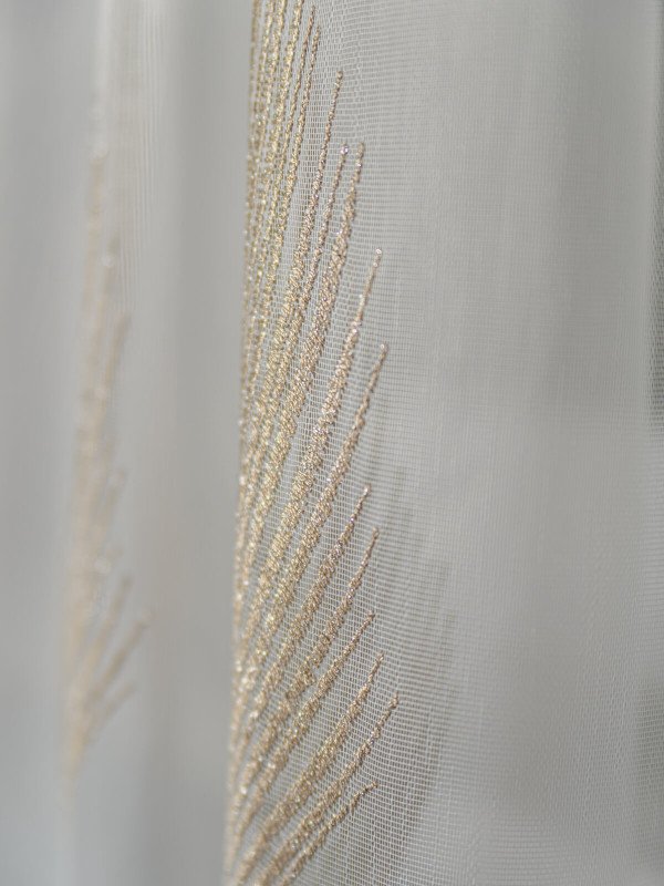 Perdea tulle brodat ivoire/auriu