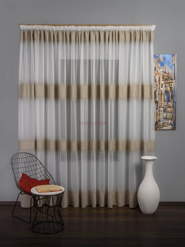 Perdea tulle brodat ivoire/bej