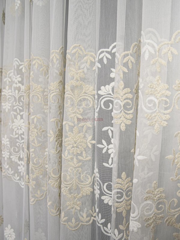Perdea tulle brodat ivoire,bej