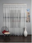 Perdea tulle brodat, ivoire/bleu