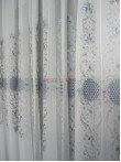 Perdea tulle brodat, ivoire/bleu