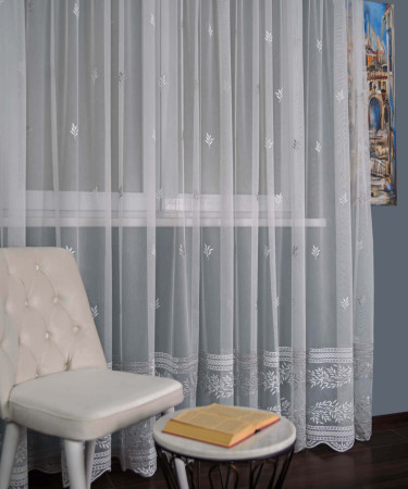 Perdea tulle brodat ivoire/gri Perdea tulle brodat ivoire/gri
