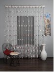 Perdea tulle brodat, ivoire/roz