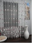 Perdea tulle brodat, ivoire/roz