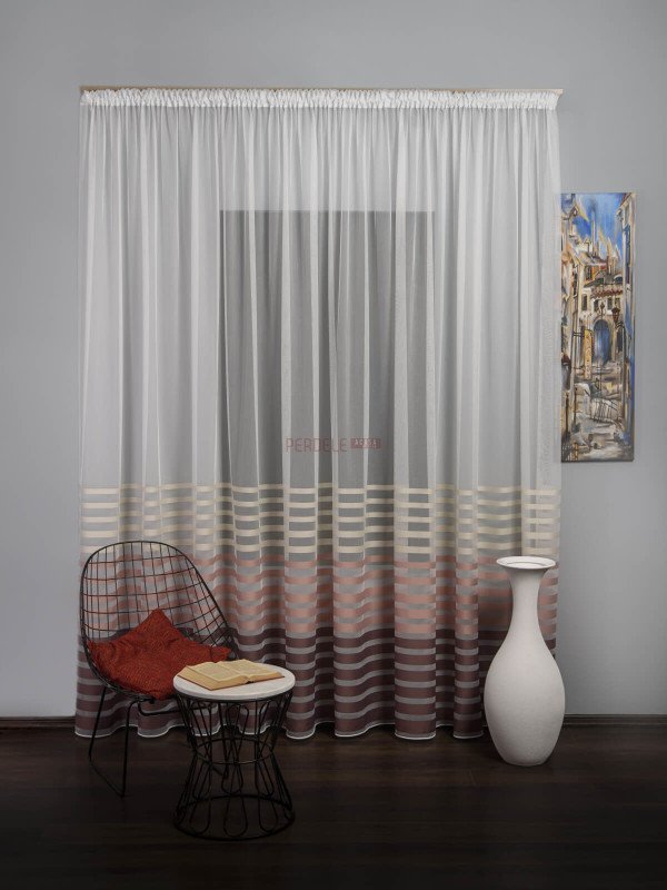 Perdea tulle brodat grena/roz