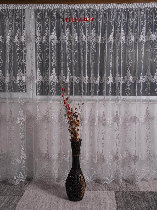 perdea tulle crem/auriu