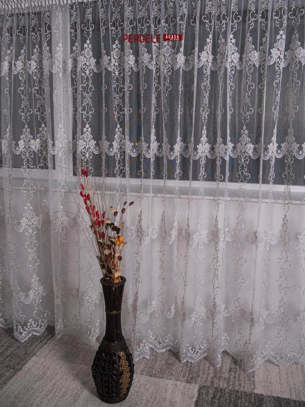 perdea tulle crem/auriu