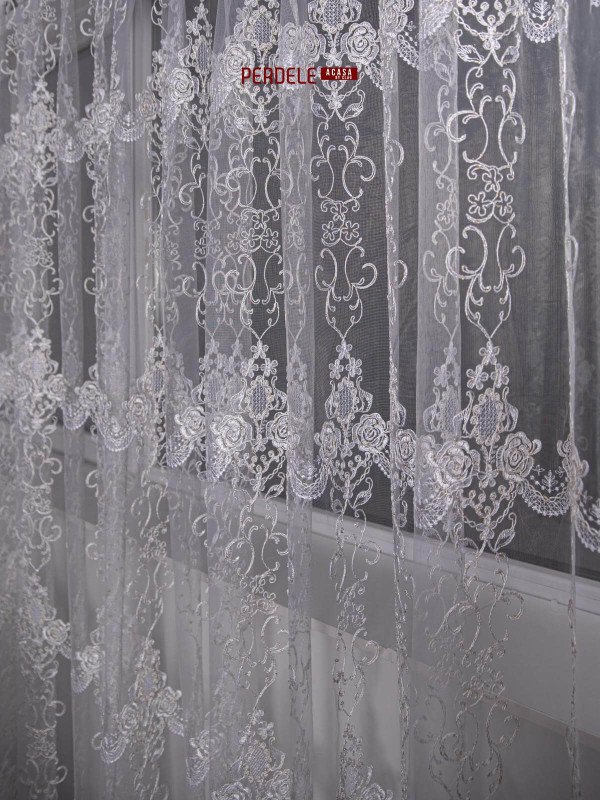 perdea tulle crem/auriu