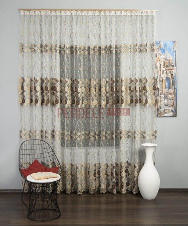 Perdea tulle crem,maro
