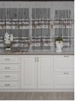 Perdea tulle cu benzi satinate, model specific bucatarie