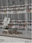 Perdea tulle cu benzi satinate, model specific bucatarie