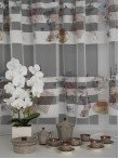Perdea tulle cu benzi satinate, model specific bucatarie