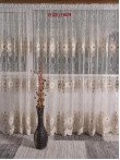 perdea tulle decor catifea si pietre ,crem/bej perdea tulle decor catifea si pietre ,crem/bej