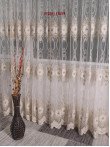 perdea tulle decor catifea si pietre ,crem/bej perdea tulle decor catifea si pietre ,crem/bej