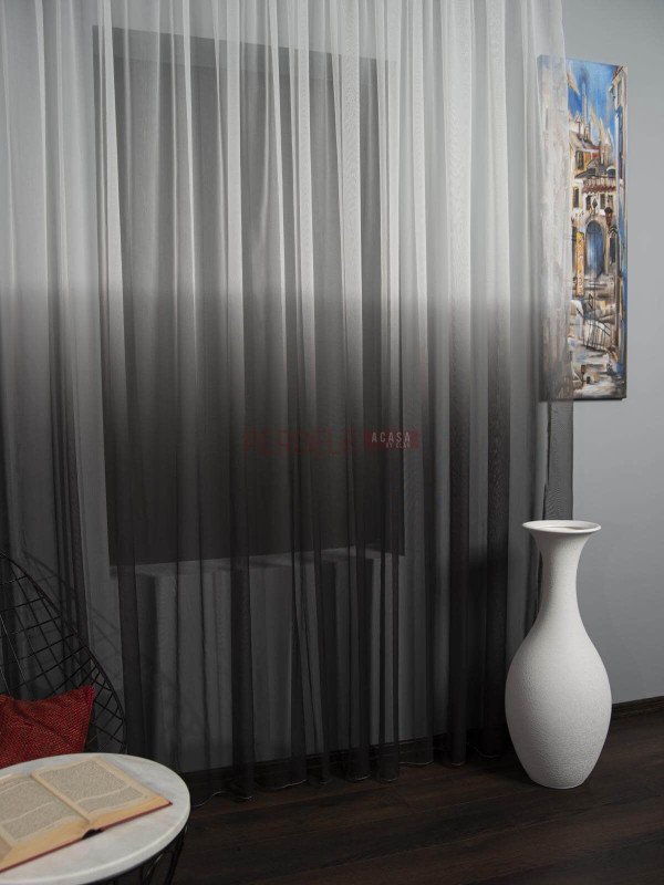 Perdea tulle degrade, alb/negru