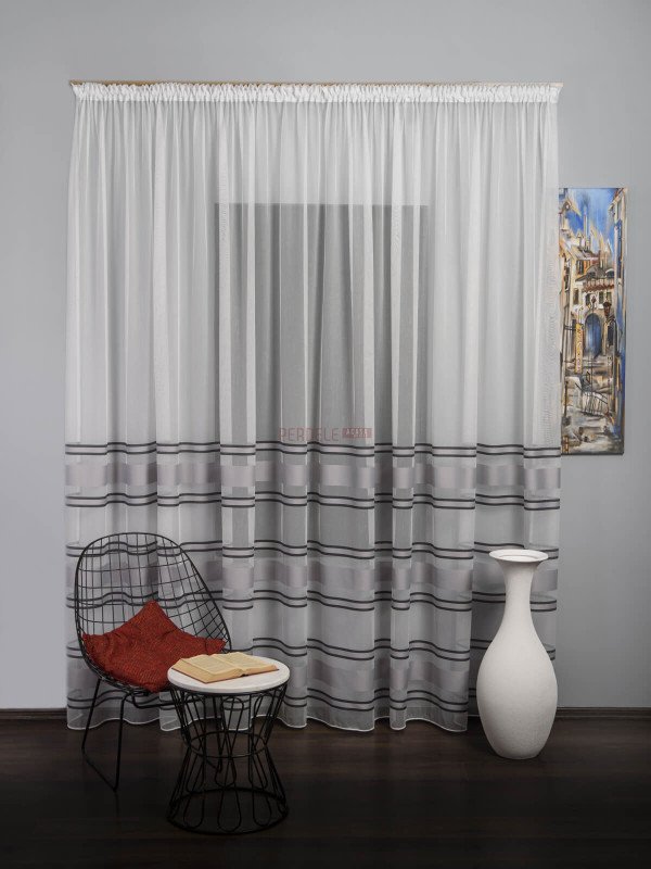 Perdea tulle dungi gri,negru