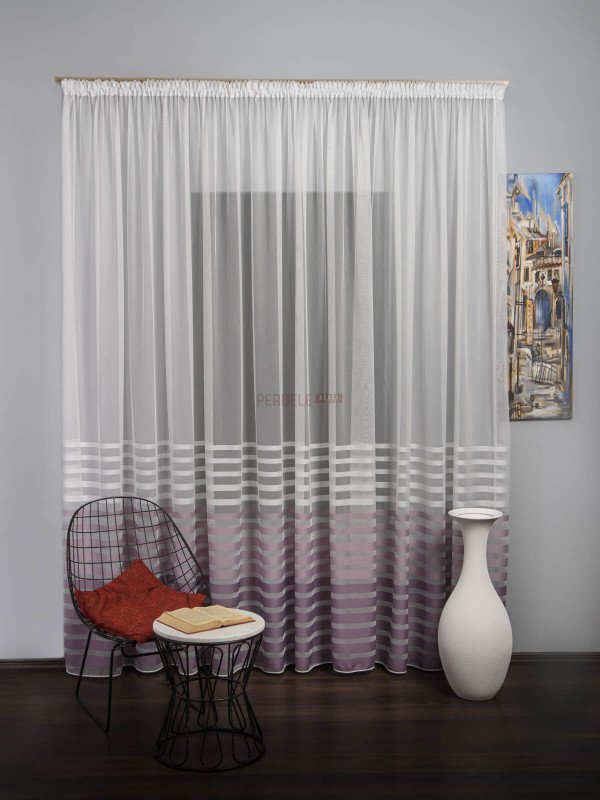 Perdea tulle dungi lila