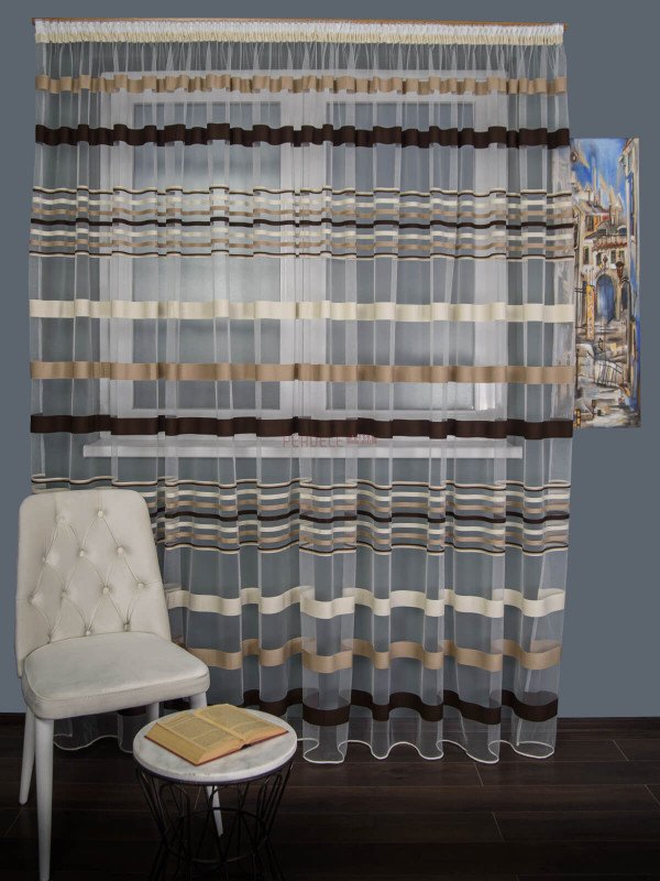 Perdea tulle dungi multicolore