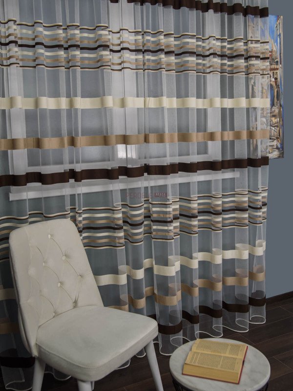 Perdea tulle dungi multicolore