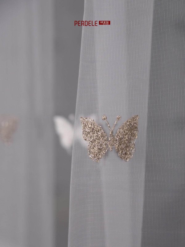 Perdea tulle ivoire,bej,maro