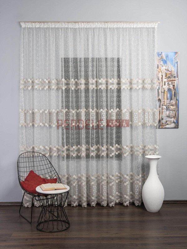 Perdea tulle ivoire,bej