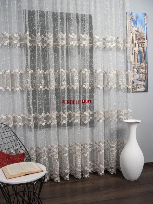 Perdea tulle ivoire,bej