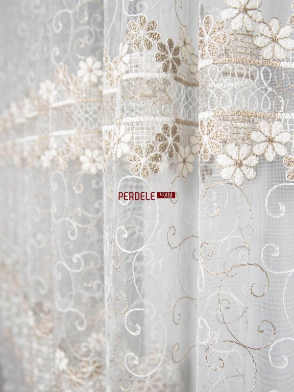 Perdea tulle ivoire,bej