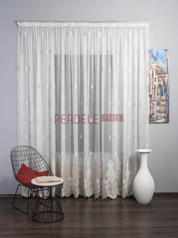 Perdea tulle ivoire,bej