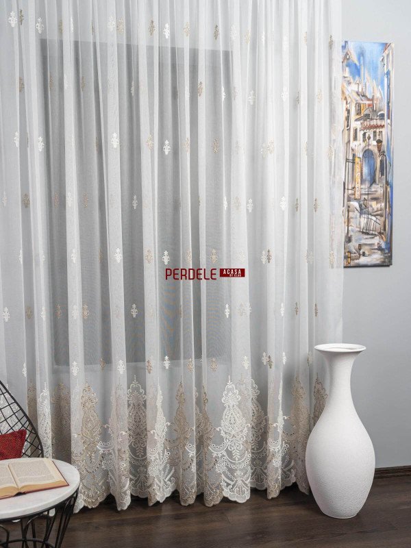 Perdea tulle ivoire,bej