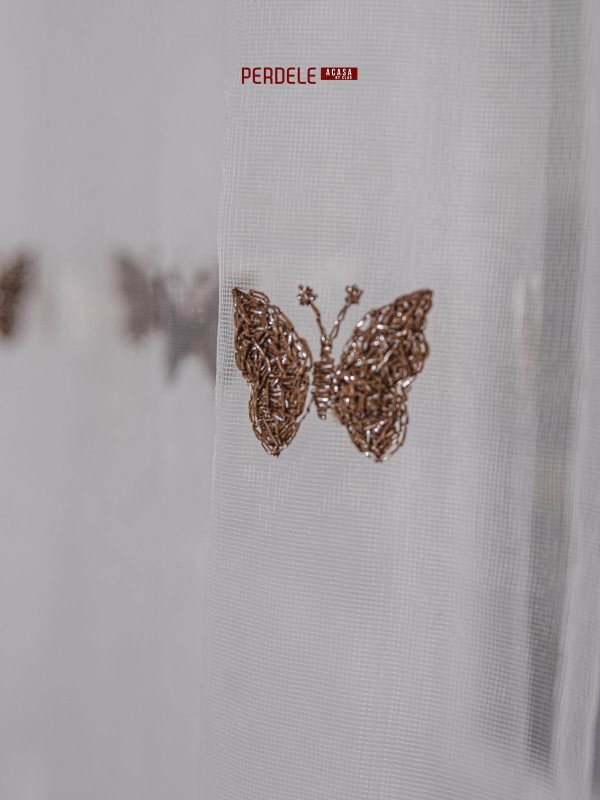 Perdea tulle ivoire/maro