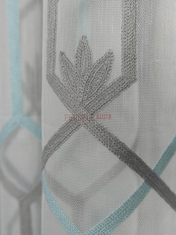 Perdea tulle, ivoire/gri/bleu