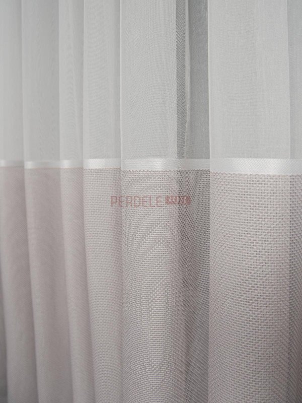 Perdea tulle, ivoire/roz